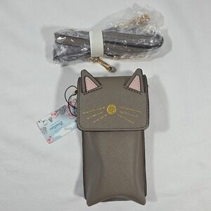Stone Kitty Cat Cell Phone Vegan Leather Crossbody New with tags by Brentano
